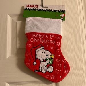 Peanuts Red and White Baby's First Christmas Stocking